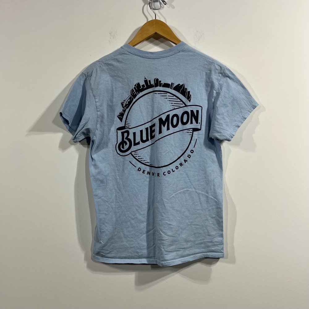 Blue Moon Brewing Co Denver Colorado Graphic T-Shirt Mens Medium Blue Mad Engine